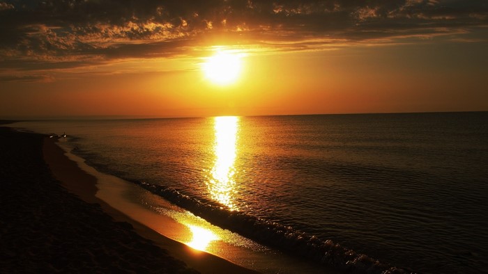 Sunset over the ocean and beach
