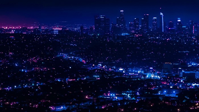 Cityscape at Night with City Lights