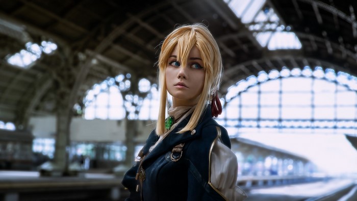 Violet Evergarden Cosplay at Train Station