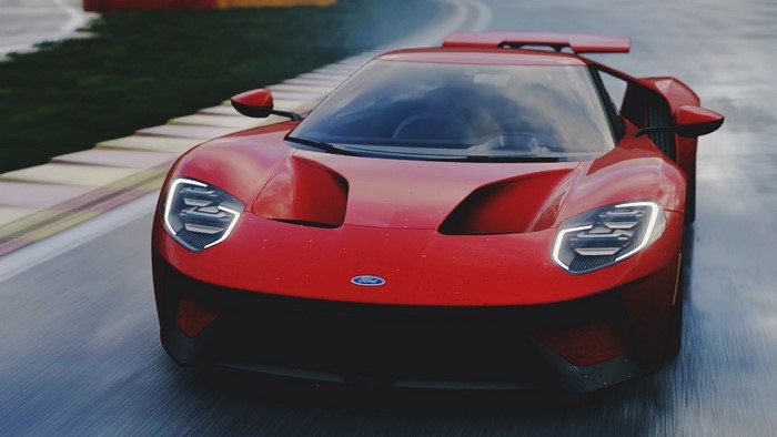 Red Ford GT on a Race Track