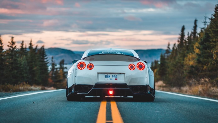 4K Nissan GT R on a Road
