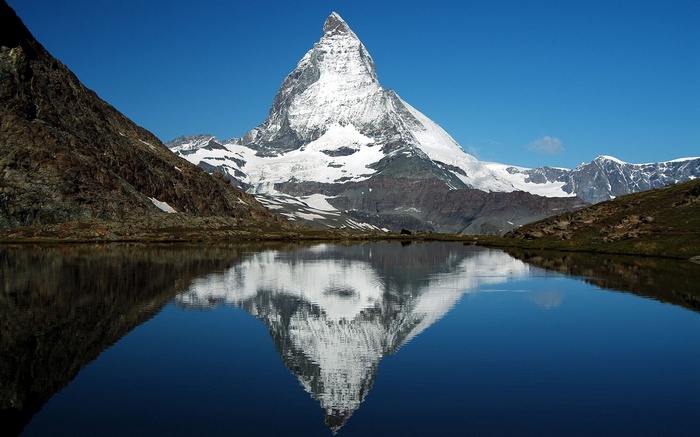 Matterhorn reflected in a mountain lake