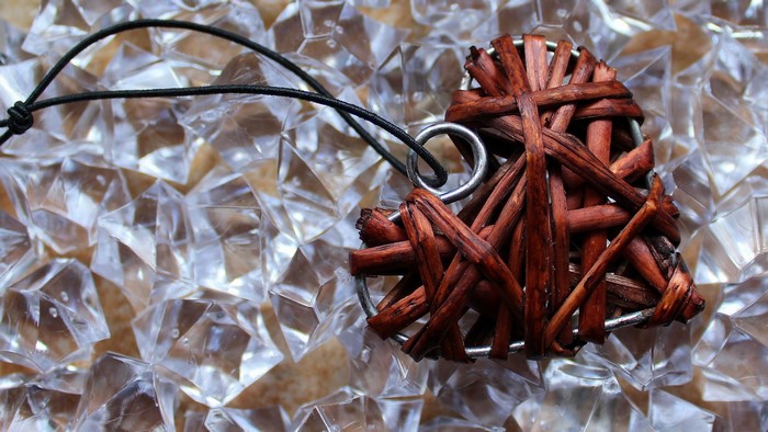 Woven heart pendant on ice