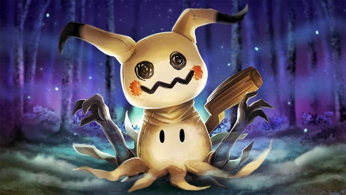Mimikyu from Pokemon in a forest