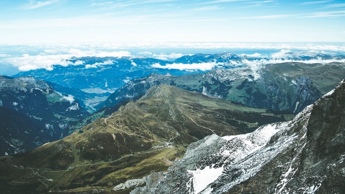 Mountain landscape with clouds and valley