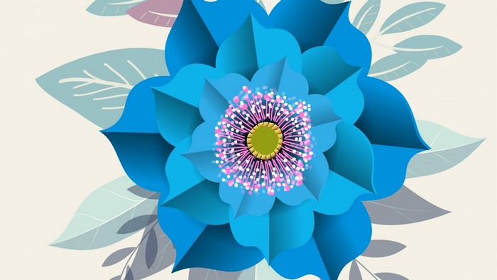 Blue flower with leaves