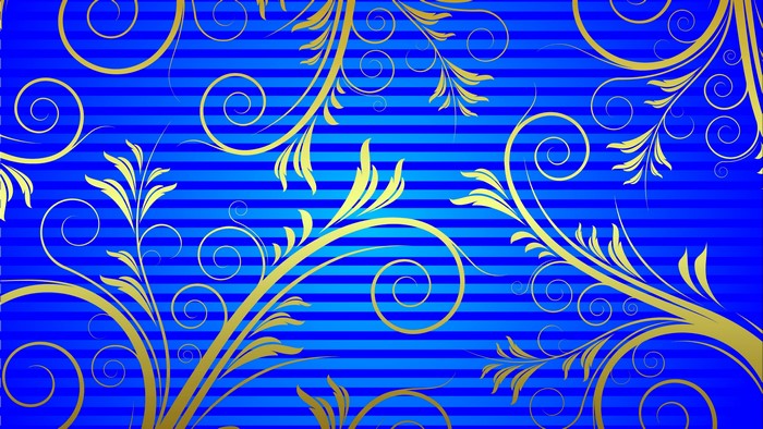 4K Blue and Gold Floral Pattern
