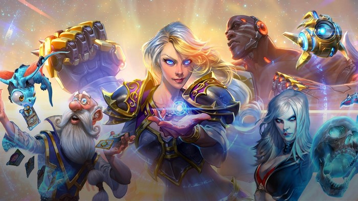Hearthstone characters with magical effects