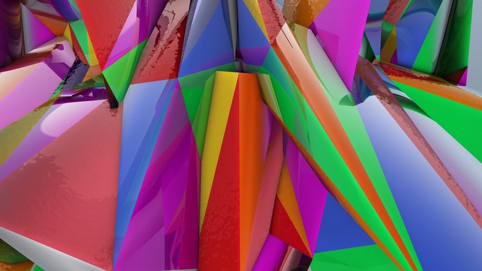 Abstract 3D geometric shapes with vibrant colors