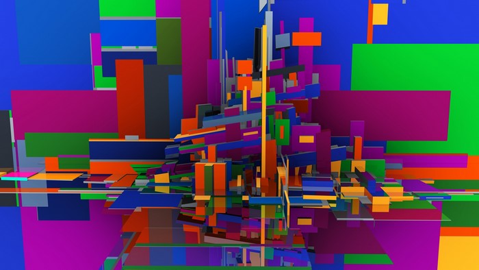 Abstract 3D geometric shapes in vibrant colors