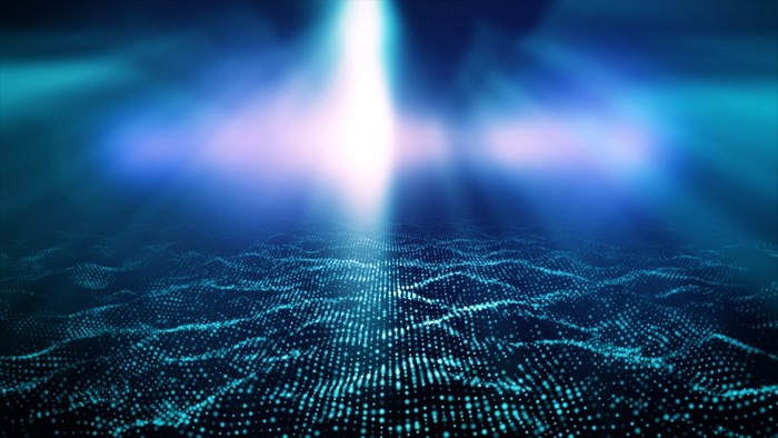 Abstract Digital Landscape with Light Beam