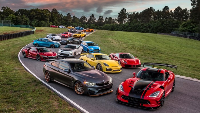 Collection of Supercars on a Racetrack