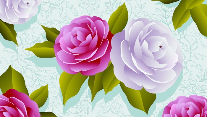 4K Floral Pattern with Camellias