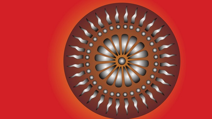 Circular mandala with red background