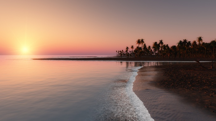 4K Sunset Beach Paradise Landscape