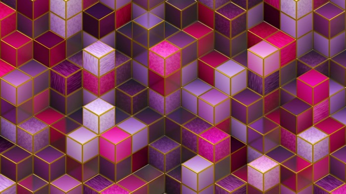 3D abstract cubes with gold trim