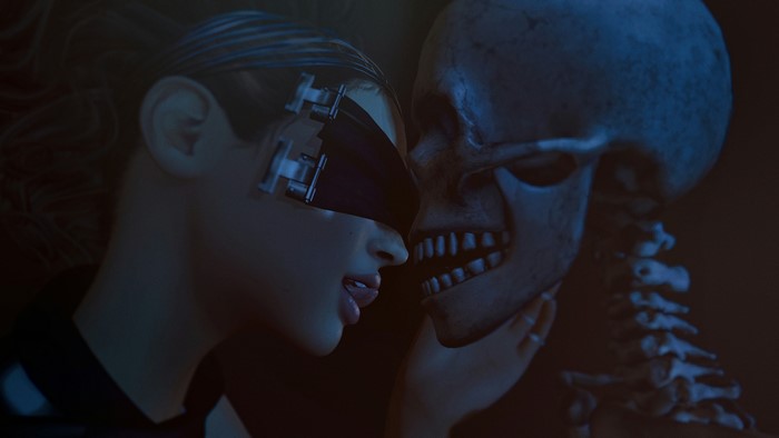 Fantasy girl with skeleton