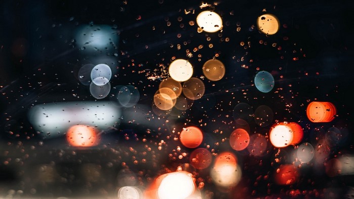 Bokeh lights on a rainy night