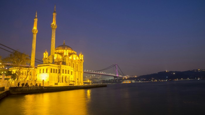Ortaköy Mosque and Bosphorus Bridge at Night