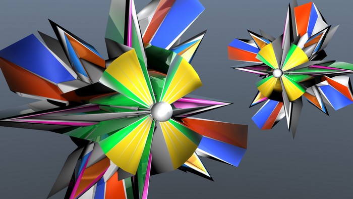 Abstract 3D graphics with colorful geometric shapes