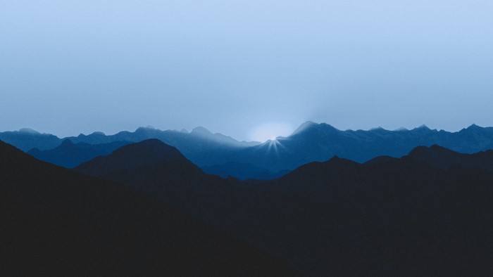 Sunrise over mountain ranges