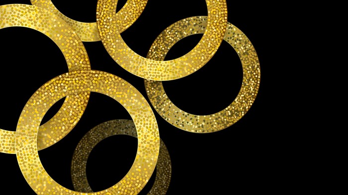4K Gold Rings on Black Background