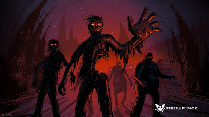 State of Decay 2 Zombies in a Dark Forest