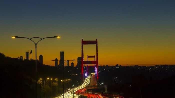 Bridge over Bosphorus at dusk