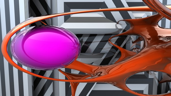 Abstract 3D render with sphere and organic shapes