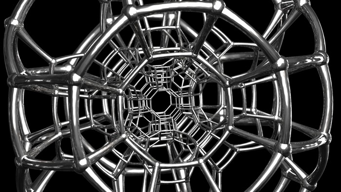 3D rendered metallic geodesic dome structure