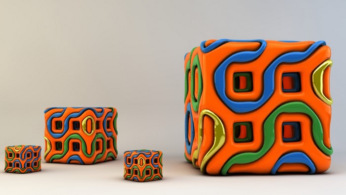 Abstract 3D cubes with colorful patterns