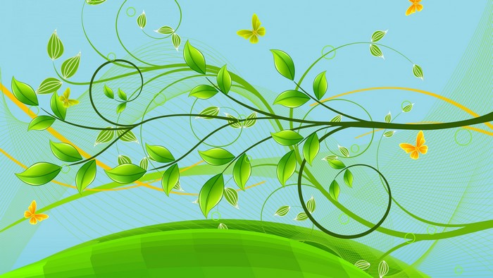 4K Vector Graphics of Butterflies and Greenery