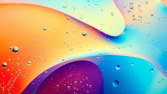 Abstract colorful oil and water bubbles