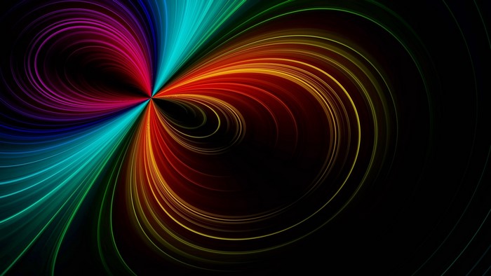 Abstract rainbow light streaks forming rings