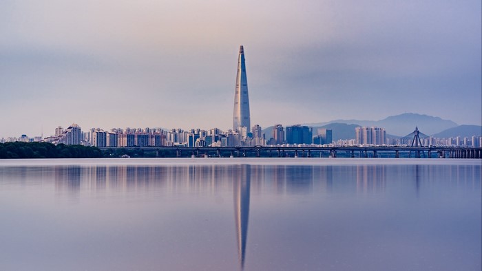 Seoul Cityscape with Lotte World Tower and Han River