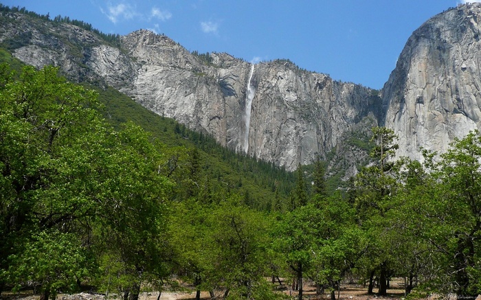 Yosemite National Park Waterfall and Mountains