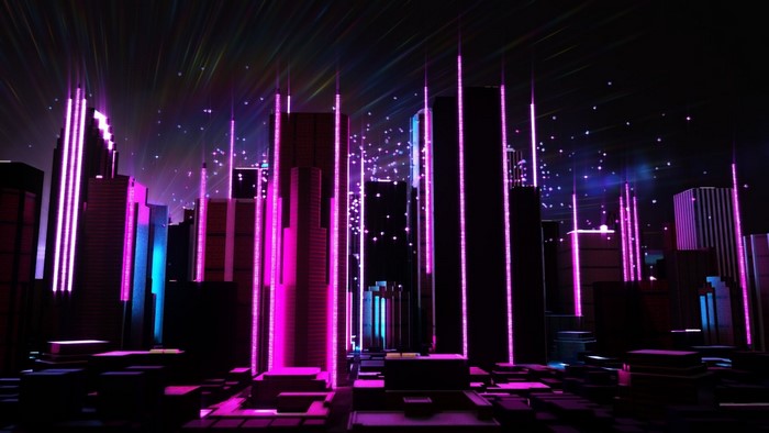 Futuristic Cityscape with Neon Lights