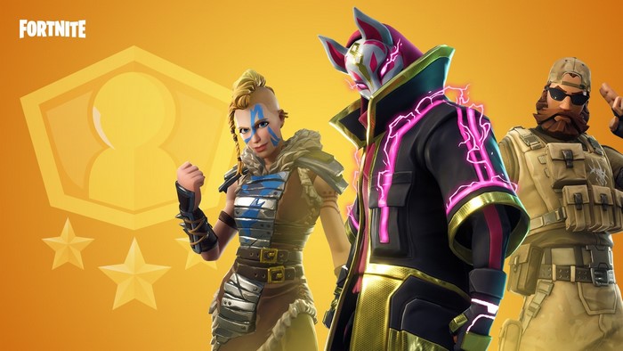 Fortnite characters with golden profile icon and stars