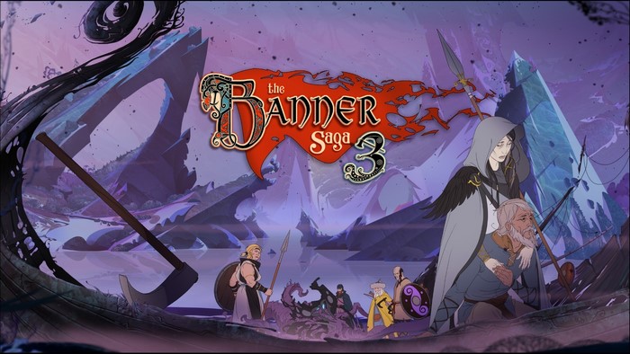 The Banner Saga 3 title screen with characters