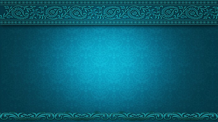 Teal paisley border on textured background