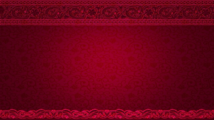 Red paisley patterned background with ornate borders