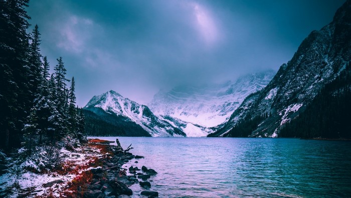 Snowy Mountains and Lake in Canada