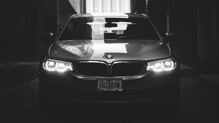 BMW car with license plate