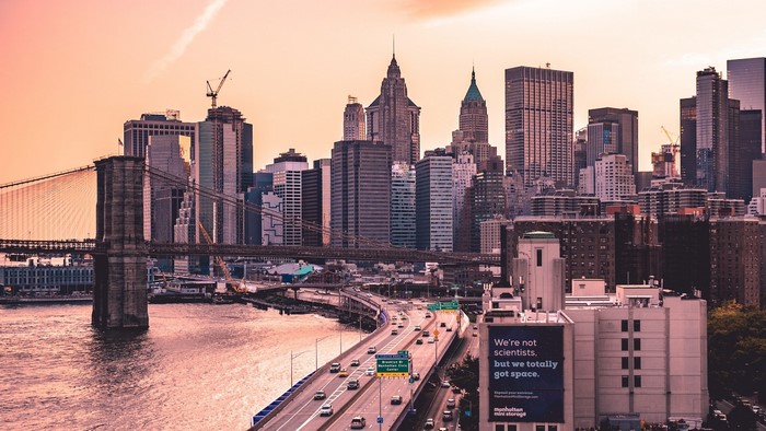 Brooklyn Bridge and Manhattan Skyline at Sunset