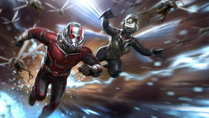 4K Ant-Man and The Wasp flying with ants