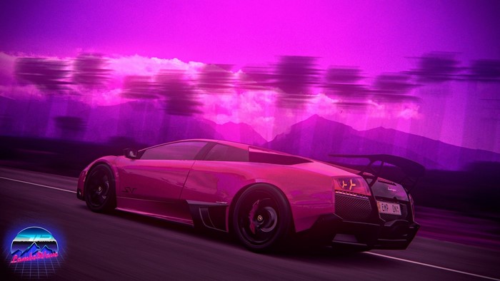 Pink Lamborghini Murcielago SV on a road