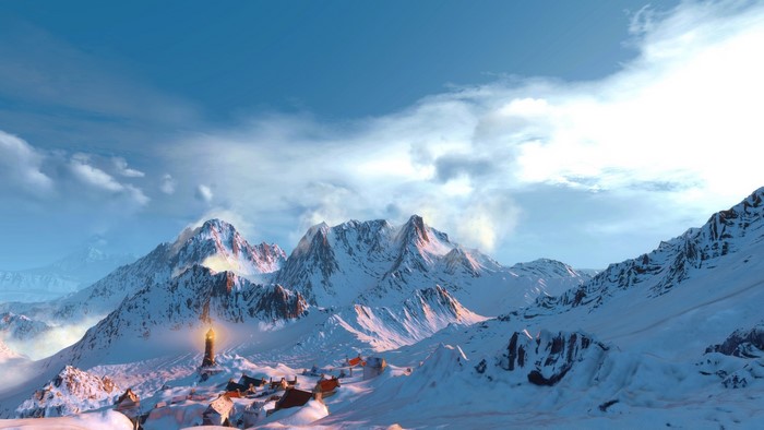 The Witcher 3 Geralt Lighthouse Snow Mountains