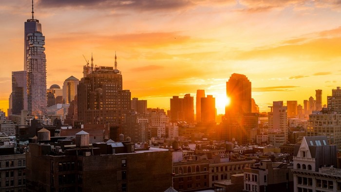 New York City Skyline at Sunset