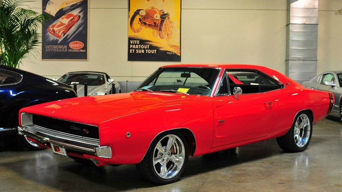 1968 Dodge Charger R/T Hemi in a showroom