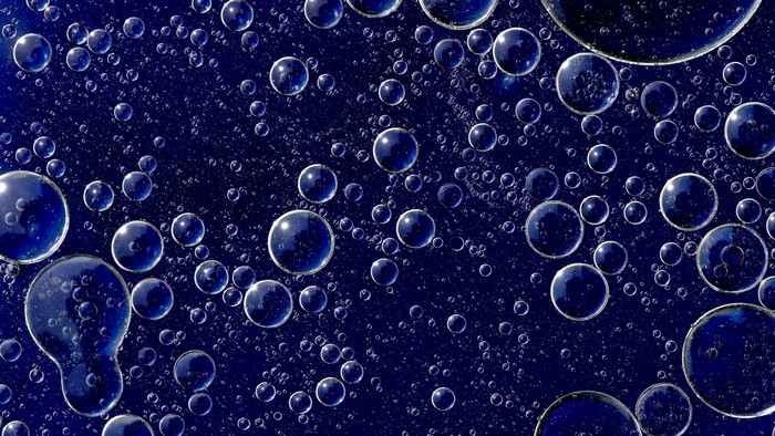 Blue water bubbles macro photography